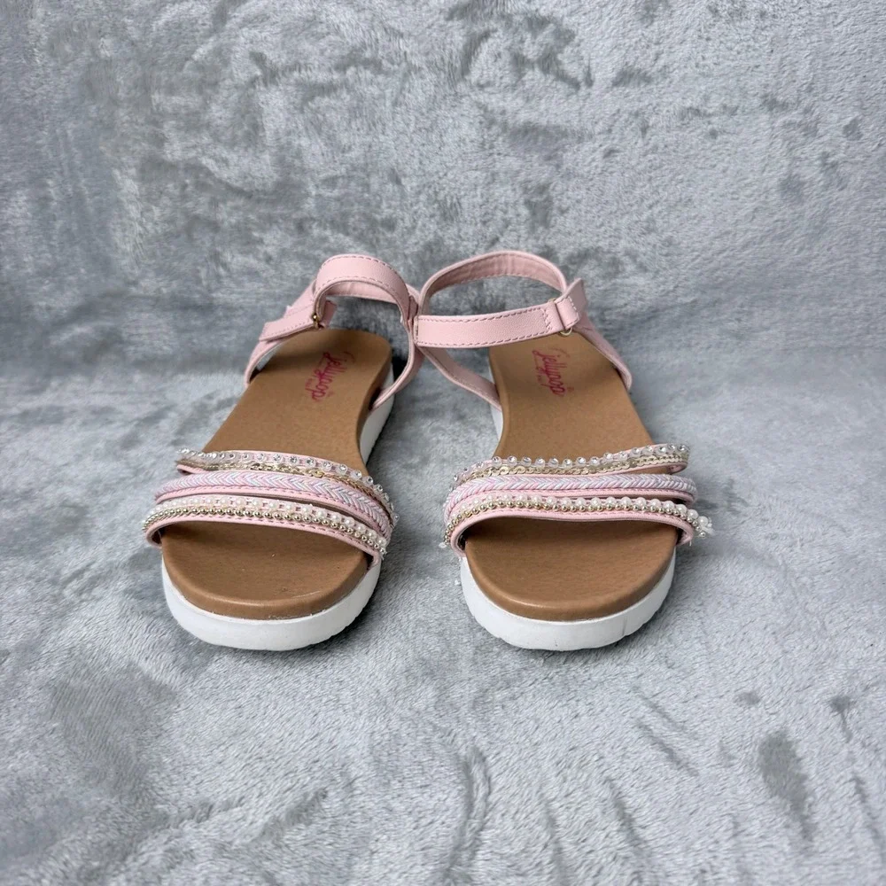Jellypop Sandals Girls 3M Pink Embellished Pearl Sequin Strappy Comfort Platform